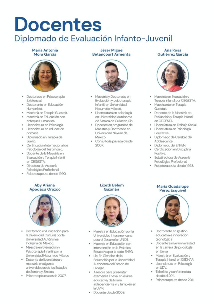 Docentes Diplomado en Evaluación Infanto - Juvenil