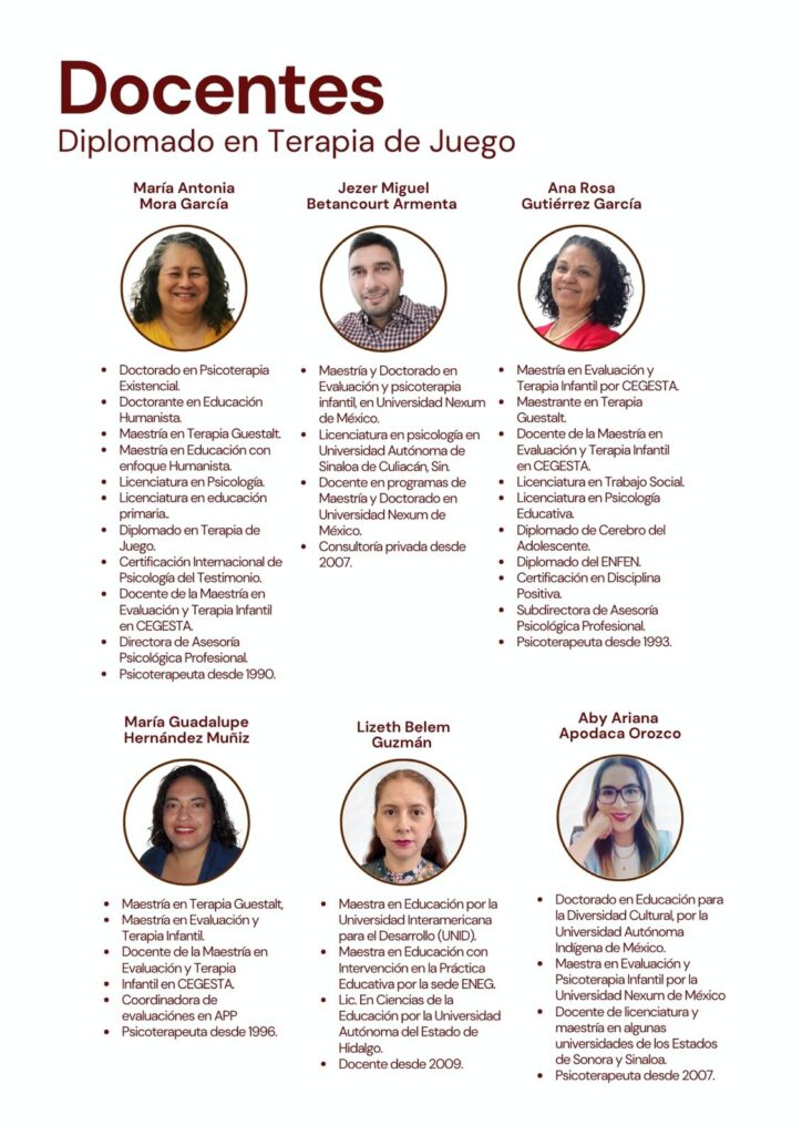 Docentes Diplomado en Terapia de Juego